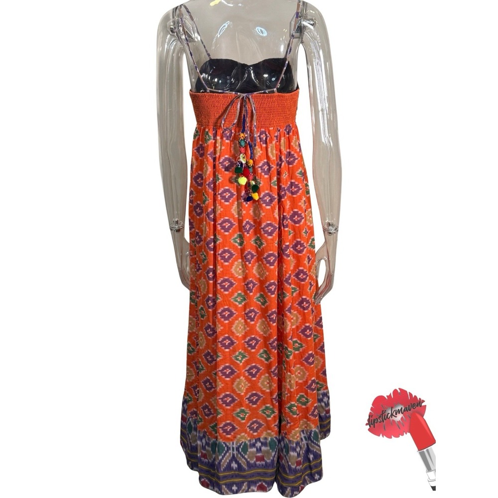 Ralph Lauren Denim & Supply Dress Women XS Orange Boho Spaghetti Strap Festival - Picture 2 of 15